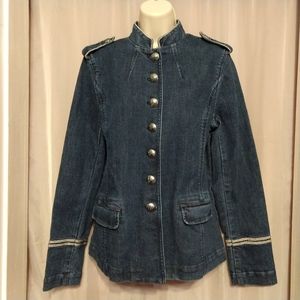 LRL  Denim Military Jacket Silver Trim Epaulettes